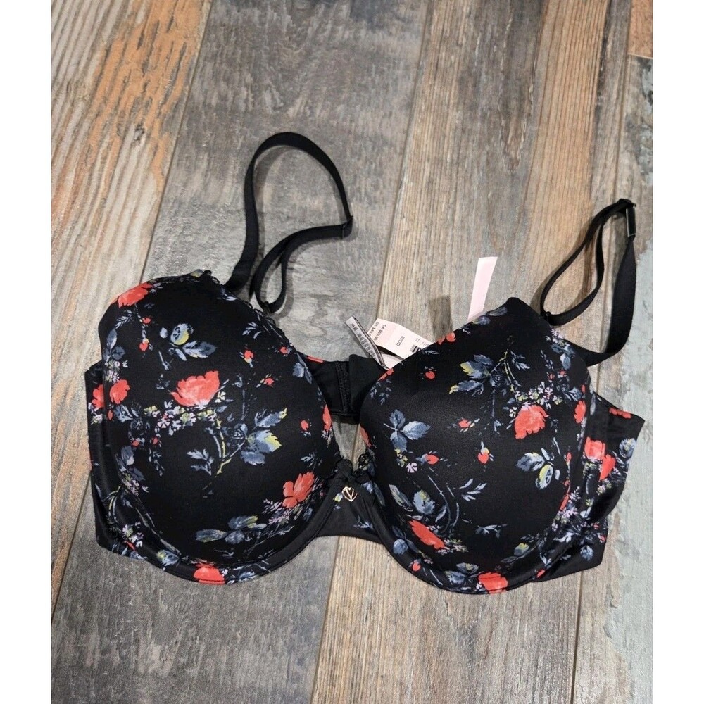 NWT Black Floral VICTORIA'S SECRET Body By Victoria BRA 32DD Swim Bin